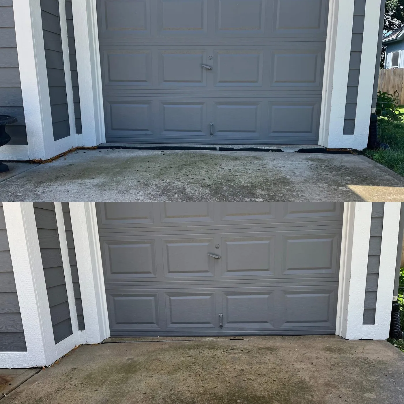 Before and after: garage floor void filled and leveled